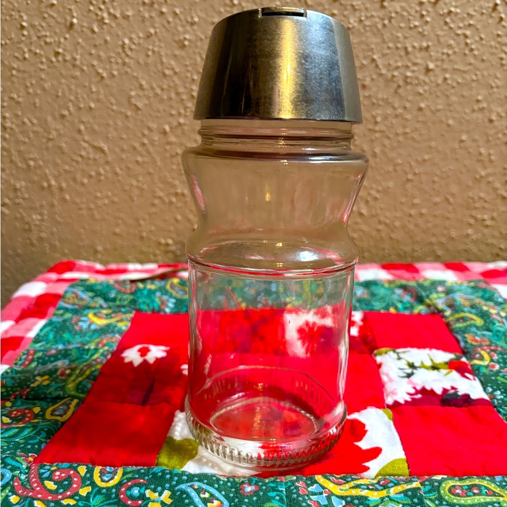 Vintage Clear Glass Sugar Shaker with Metal Lid